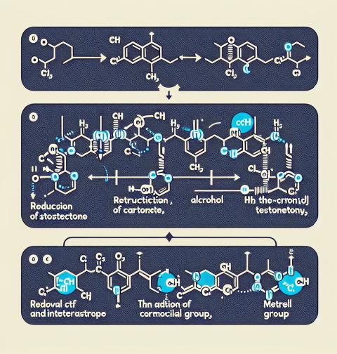 Synthesis pathway of drostanolone pillole